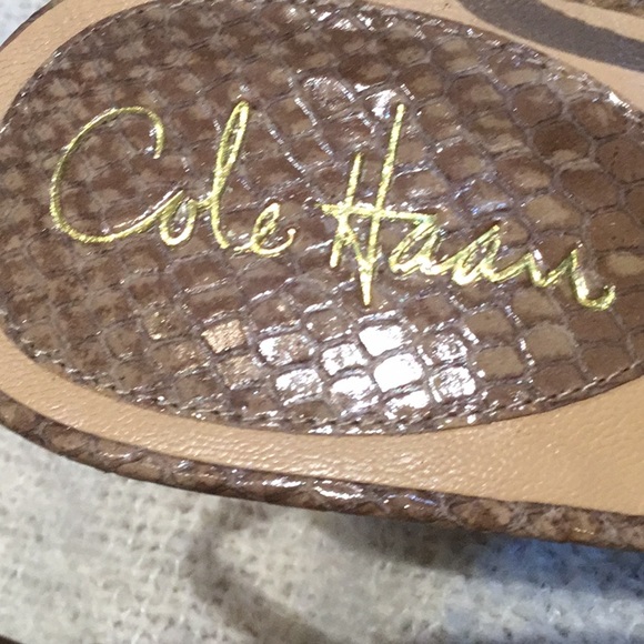 Cole Haan, NIKEAIR, New Taupe “Snake” Peep Toe Slingback Heels 9M - Picture 3 of 8